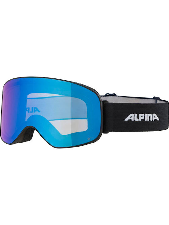 Alpina Ski & Snowboard Goggles Kids Black with Lens in Black Color