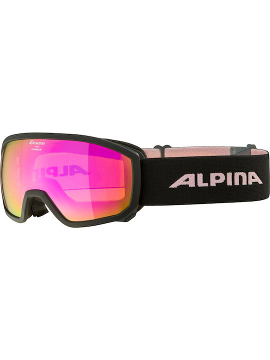 Alpina Ski & Snowboard Goggles Kids Black with Lens in Black Color