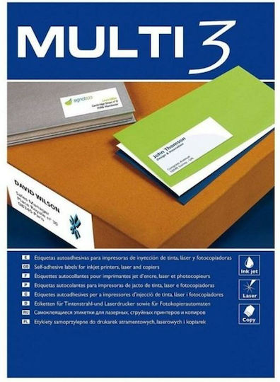 Multi 3 Self-Adhesive Rectangular A4 Labels 70x37mm