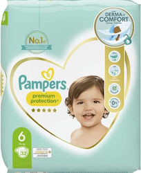 Pampers Premium Care Premium Protection Πάνες με Αυτοκόλλητο No. 6 για 13+kg 32τμχ