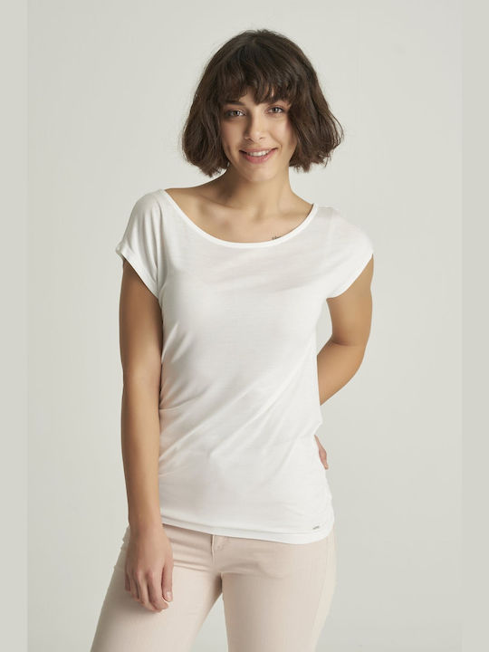 Mexx Women's Summer Blouse Short Sleeve White