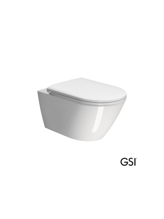GSI Swirl Λεκάνη Κρεμαστή Rimless με Slim Κάλυμμα Soft Close Λευκή