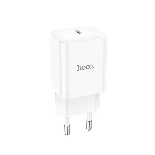 Hoco Charger Without Cable with USB-C Port 20W Power Delivery Whites (N27)