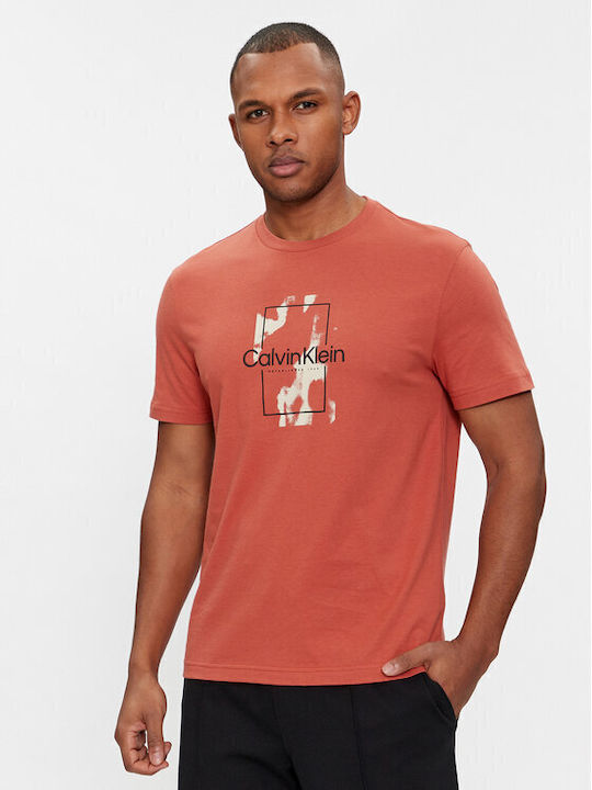 Calvin Klein Men's Short Sleeve Blouse Orange