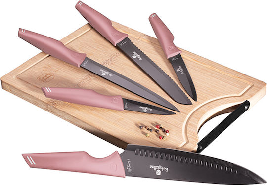 Berlinger Haus I-rose Collection Elektrische Gitarren Schneidebrett Bambus mit Messern Rosa 6Stück