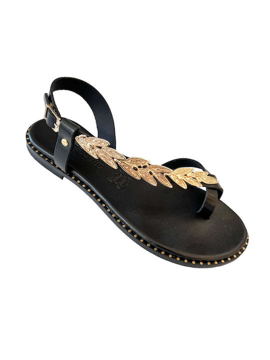 Gkavogiannis Sandals Handmade Leather Women's Sandals Black