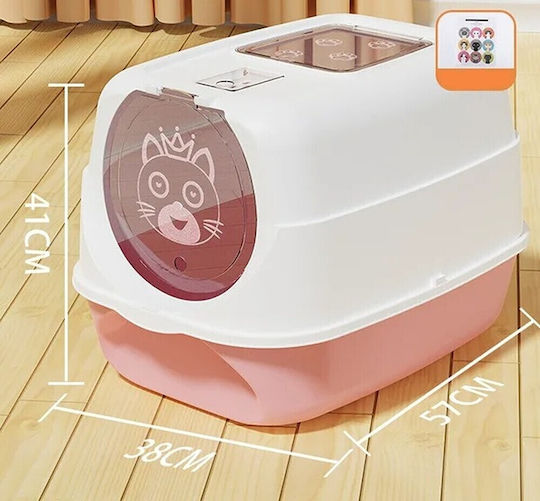Toaletă Pisică Închisă cu Filtru Roz L38 x W57 x H41cm