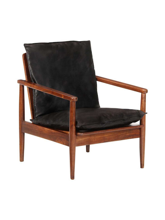 Armchair from Genuine Leather Black 52x65x72cm