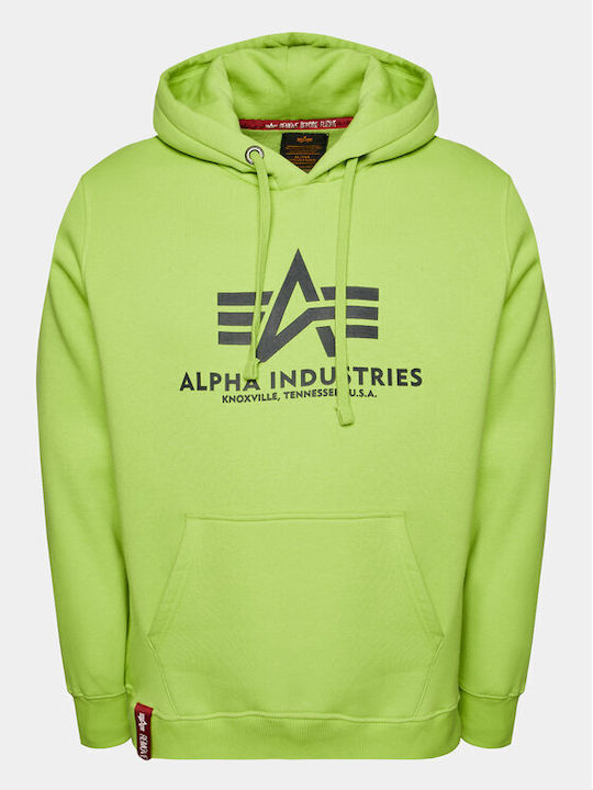 Alpha Industries Basic Φούτερ με Κουκούλα Πράσινο.