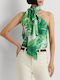 Ralph Lauren Women's Summer Blouse Satin Sleeveless Green