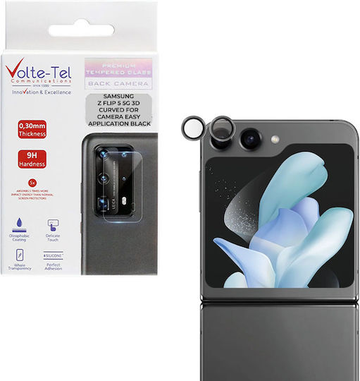 Volte-Tel Glass Cover Camera Protection Tempered Glass Black for the Samsung Z Flip 5 5G