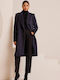 Mind Matter Women's Wool Long Coat with Buttons grey