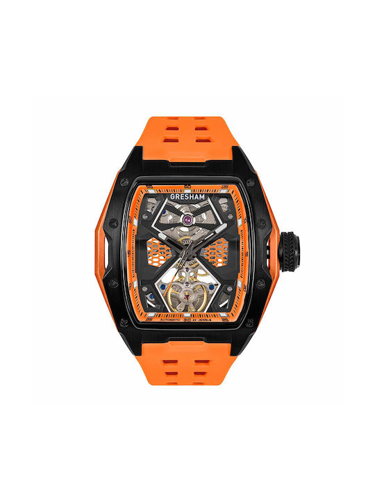 Gresham Watch Battery with Orange Metal Bracelet