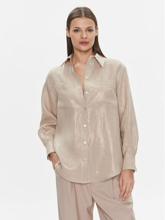 Marella Langärmelig Damen Hemd Beige