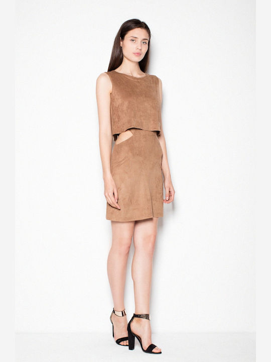 Venaton All Day Sleeveless Mini Dress Brown , Loose Fit