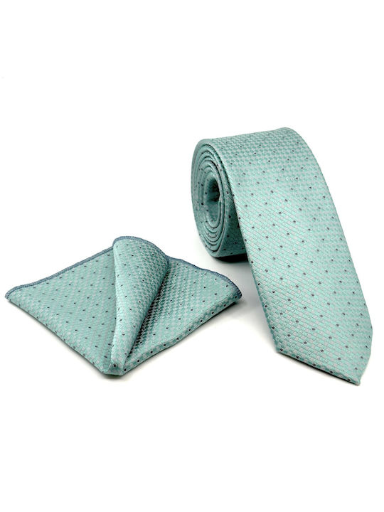 Legend Accessories Τυπου Micro Set de Cravată pentru Bărbați Tipărit în Culorea Turcoaz