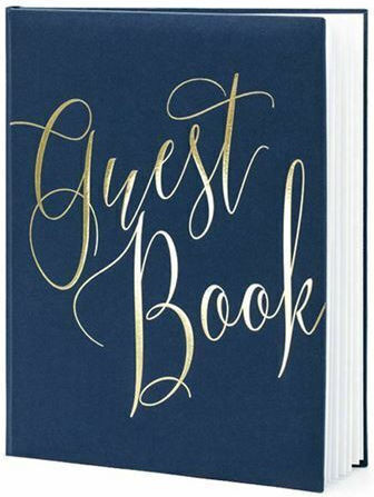 PartyDeco Guest Book Mπλε Mε Xρυσή Eπιγραφή Wedding Wish Book Navy Blue