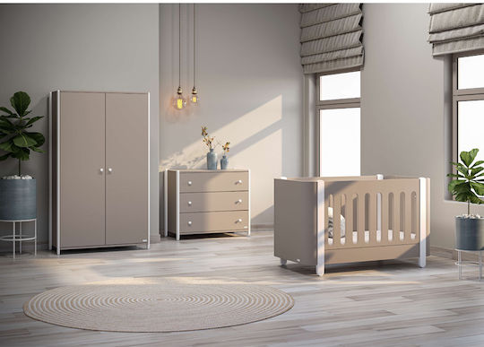 Casababy Nursery Furniture Set with Bed, Nursery Drawer & Wardrobe Cappuccino