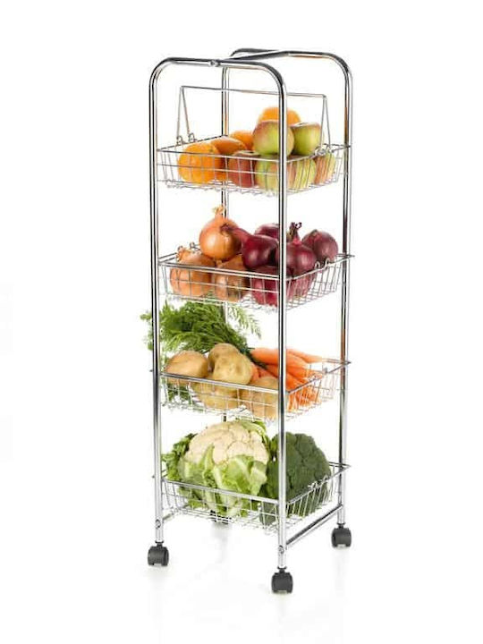 Kitchen Craft Raft De Bucătărie Metalic Cu 4 Locuri Argintiu 30.5x9.5x87cm