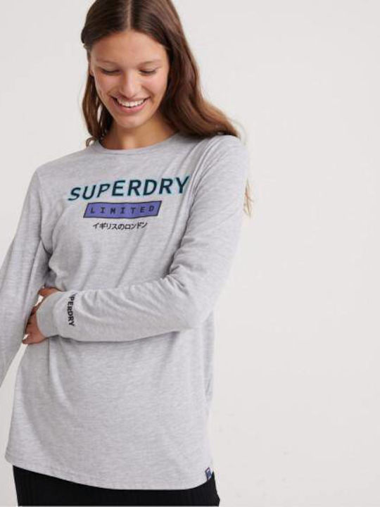 Superdry Graphic Women's Blouse Long Sleeve Gray