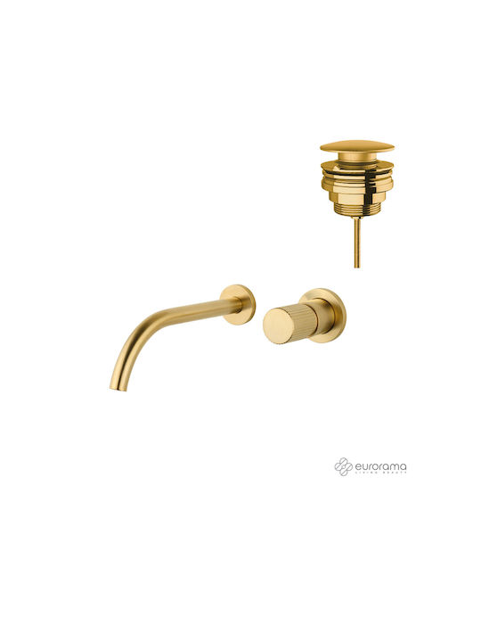 Eurorama Oso Mixer & Mundstück-Set Einbau für für Waschbecken Light Gold Brushed