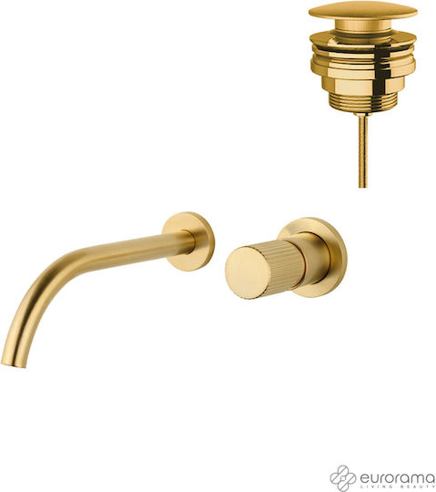 Eurorama Oso Комплект смесител и чучур за вграждане за Лавабо Light Gold Brushed