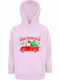 Kids Sweatshirt with Hood and Pockets Creamy Pink SantaSaurus Truck Christmas