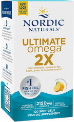 Nordic Naturals Ultimate Omega 3 Ulei de pește 2150mg 120 softgels Lămâie