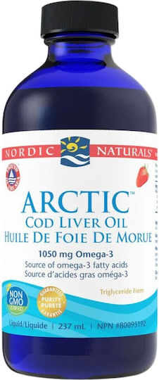 Nordic Naturals Arctic Cod Liver Oil Μουρουνέλαιο 1060mg 237ml Φράουλα