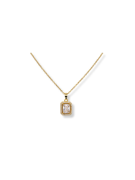 Necklace Gold Plated with Zircon