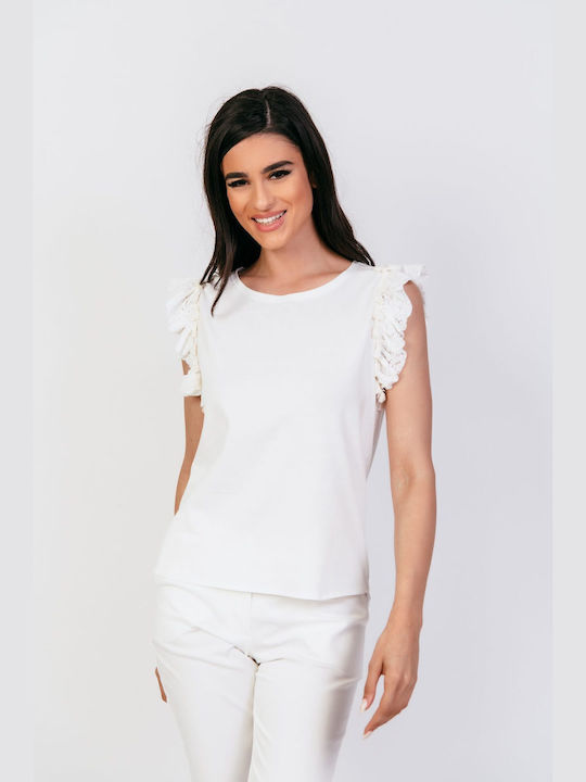 Secret Fashion Bluza de Damă de Vară Fără mâneci White