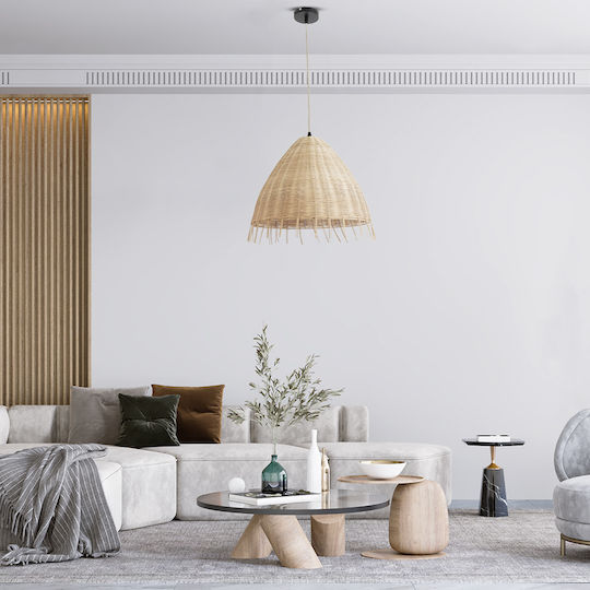 GloboStar Aquatic Pendant Light Beige Boho Grid with Socket E27 40x36cm