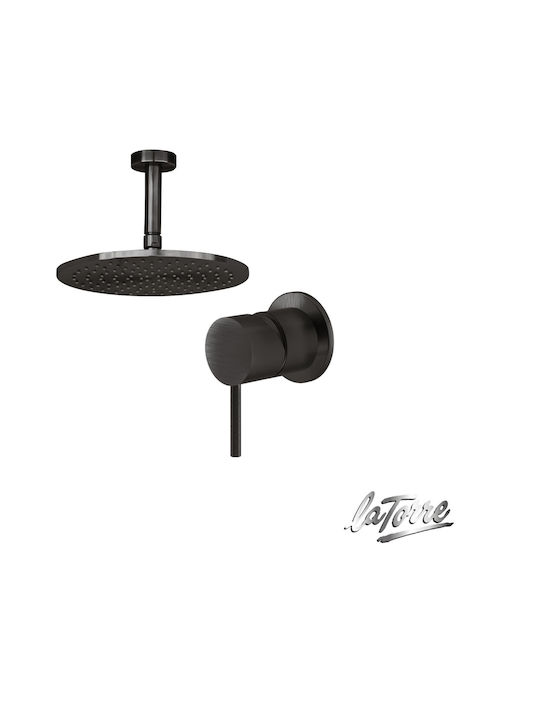 La Torre Elle 316 Set Mixer & Cap Duș Îngropată pentru Duș 1 Ieșire Inox Negru