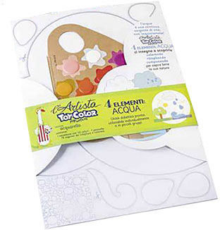Toy Color Παλέτα Σετ Με 12 Νεροχρώματα Και 19 Σχήματα Νερομπογιά Πολύχρωμο με Πινέλο
