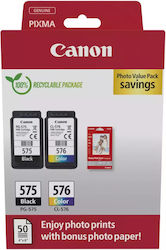 Canon PG-575 / CL-576 5438C004 Γνήσιο Μελάνι InkJet Photo Value Pack Μαύρο / Πολλαπλό (Color)