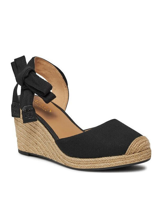 Platforme dama în stil espadrile Negre