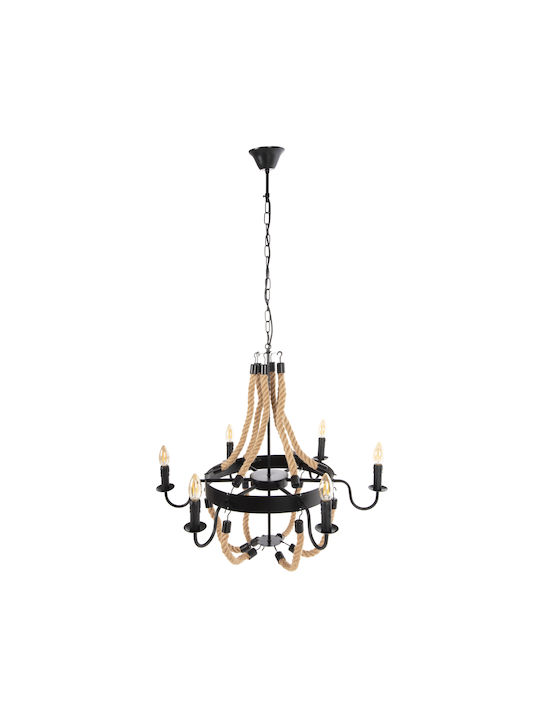 HomeMarkt Chandelier with Rope Black HM4177