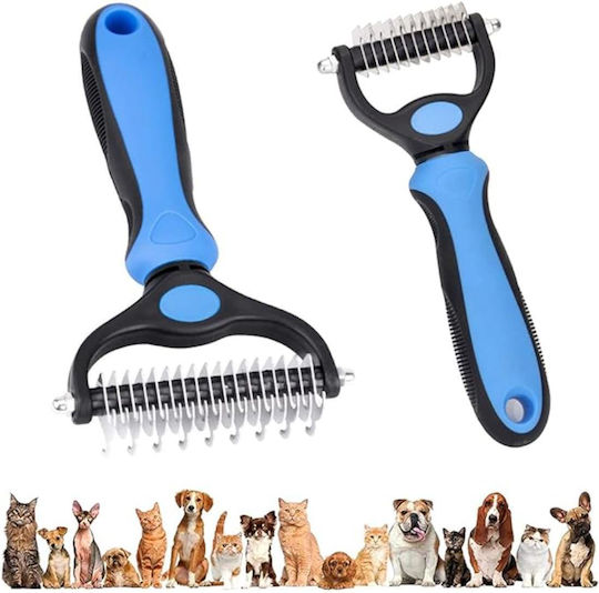 Brush for Long-Haired Dogs Double Sided for Coat Cleaning Blue
