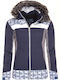 Women's Short Puffer Jacket Waterproof and Windproof for Spring or Autumn with Hood Blue.