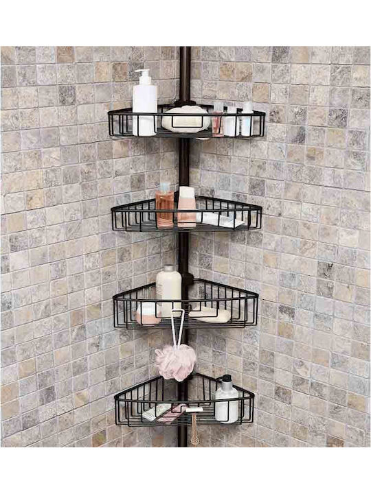 Primanova Corner Floor Bathroom Shelf Metallic with 4 Shelves 35x21.5x135cm Blue