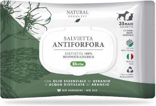 Natural Derma Pet 35 Μαντηλάκια Σκύλου & Γάτας για Καθαρισμό Σώματος με Γεράνι