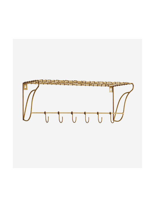 Madam Stoltz Metal Vintage Wall Hanger with 6 Slots Brass 50x18x20cm 1pc
