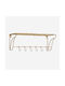 Madam Stoltz Metal Vintage Wall Hanger with 6 Slots Brass 50x18x20cm 1pc