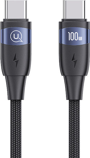 Usams Cablu Braided USB 2.0 USB-C Masculin - USB-C 100W PD Negru 2m SJ633USB01