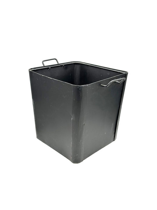 Metallic Basket Wood Storage 42x40x40cm