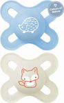 Mam Orthodontic Pacifiers Silicone Start 125s Hedgehog - Fox Blue-Beige for 0-2 months 2pcs