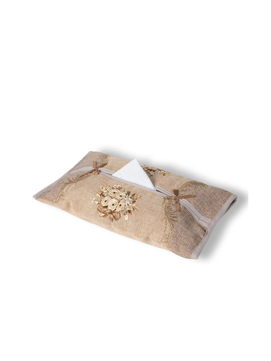 Silk Fashion Θήκη για Χαρτομάντηλα Μπεζ 20cm 6978000005059