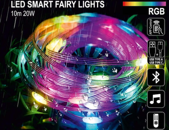 Lightex Wasserdicht Smart LED-Streifen USB 5V RGB Licht 10m mit Netzteil & Fernbedienung