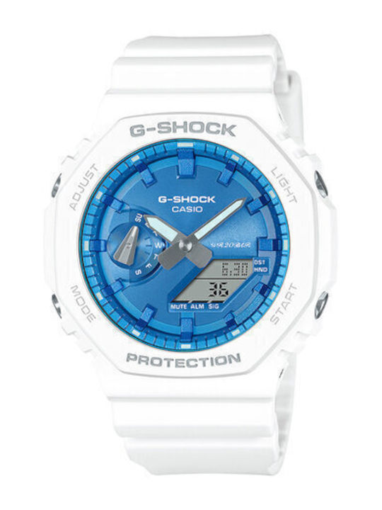 Casio Sparkle Winter Ανδρικό Ρολόι 44.5mm Χρονογράφος Μπαταρίας με Λευκό Καουτσούκ Λουράκι