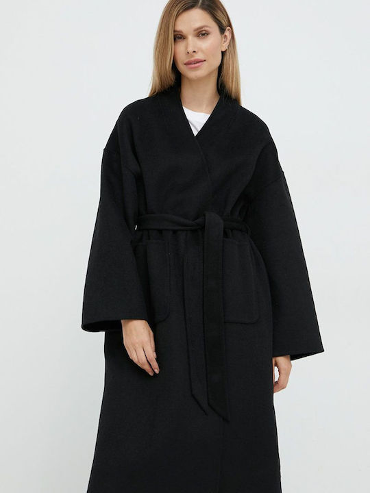 Silvian Heach Women's Wool Midi Coat Black